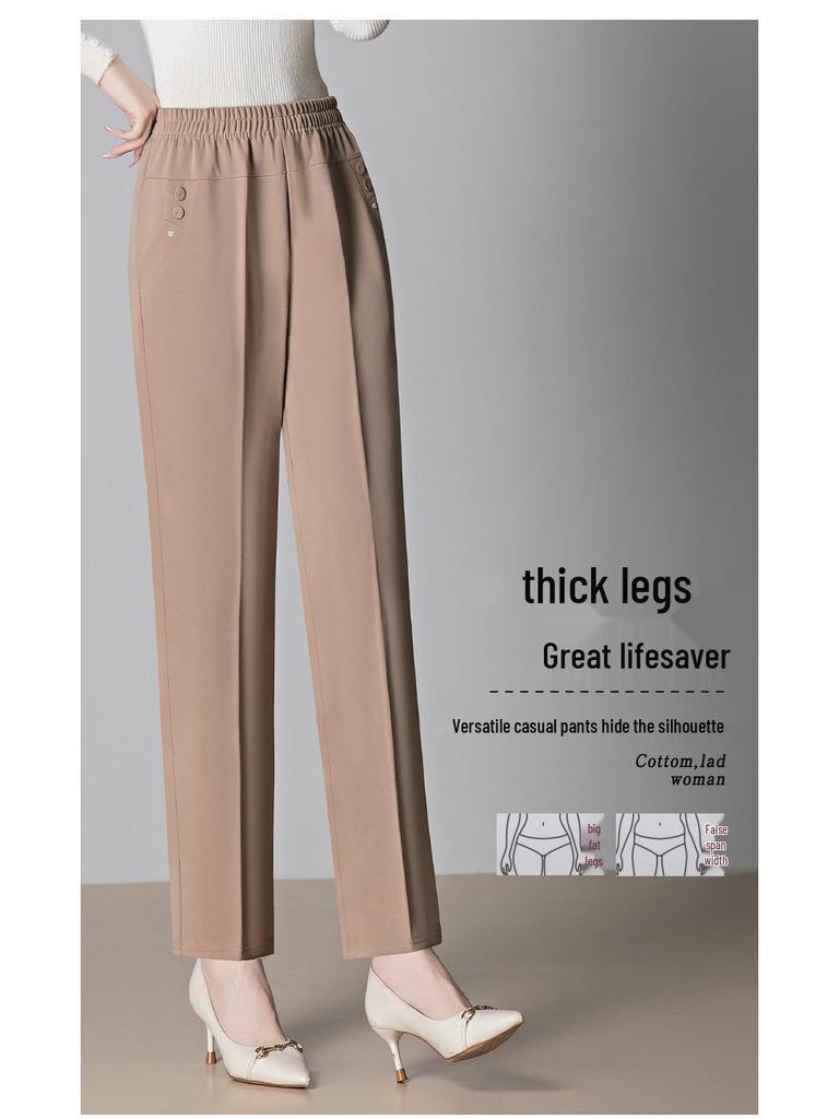 Women's High Waist Slim-Fit Casual Pants - Versatile Spring/Autumn Fashion, Loose & Elastic