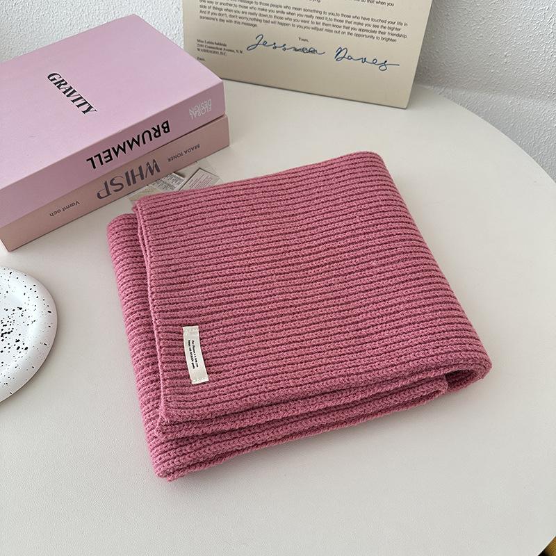 Autumn and Winter New Solid Color Knitted Wool Scarf Student Versatile Warm Scarf