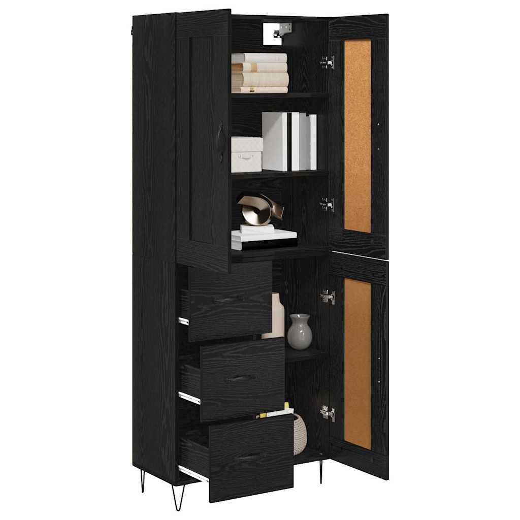 Highboard Black Oak Effect 69.5 x 34 x 180 cm Particleboard