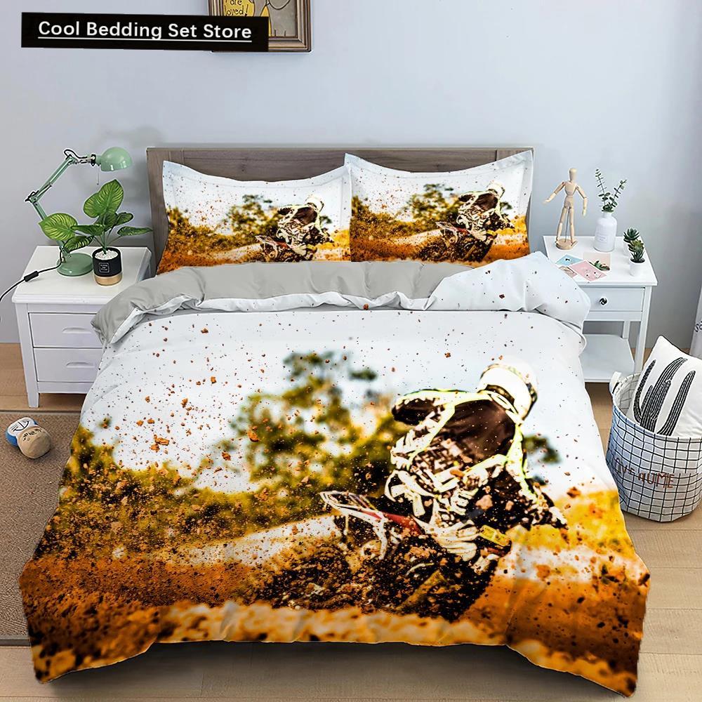 

Комплект постельного белья для мотокросса для мальчиков, взрослых, мужчин, гоночный мотоцикл, пододеяльник, покрывало для кровати, односпальное, размера «king-size», полиэстеровое одеяло EU single(135x200cm)