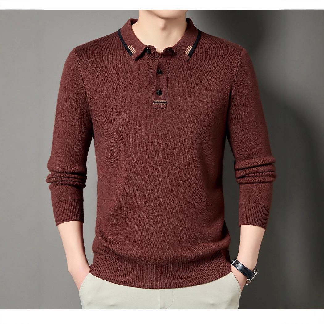 2025 Men s Autumn/Winter Thick Knit Lapel Sweater for Mid-Aged & Elderly XL