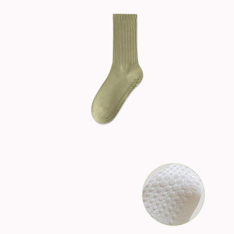 Mid-Calf Yoga Socks Anti-Slip Breathable Sweat-Absorbing Odor-Free Massage Sole for Pilates Gym Fitness Floor Socks