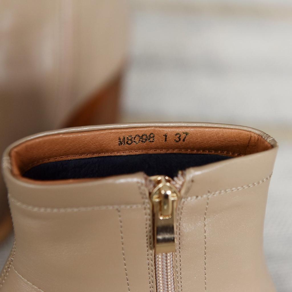 Winter Hingh Heel Boots PU Ankle Brown Black Boots Sqaure Heels Ladies Riding Suede Square Toe Leather Boots Women Botas Mujer