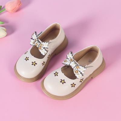 Girls' Princess Shoes Spring and Autumn New Children's Leather Shoes with Bowknot Embroidery Versatile Baby Shoes for Young Children