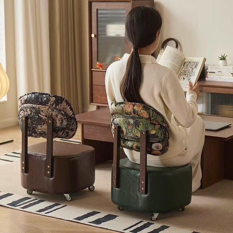 High-Leg Small Stool with Wheels - Versatile Chair for Living Room or Entryway