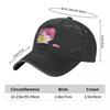 Cute Pink Star Cat Baseball Caps Vintage Denim Washed Headwear Unisex Style Outdoor Running Hats