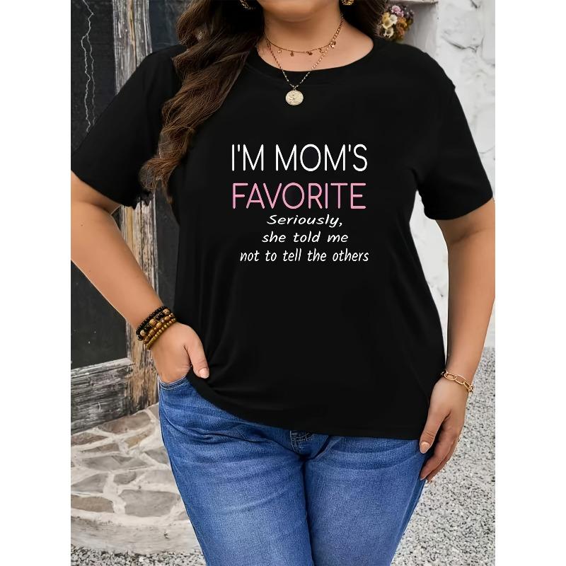 

A Women S T-Shirt Featuring A Fun I M Mom S Favorite Print in Playful Pink Letters, This Black Short-Sleeve Round-Neck Tee Is Machine Washable, S чёрный