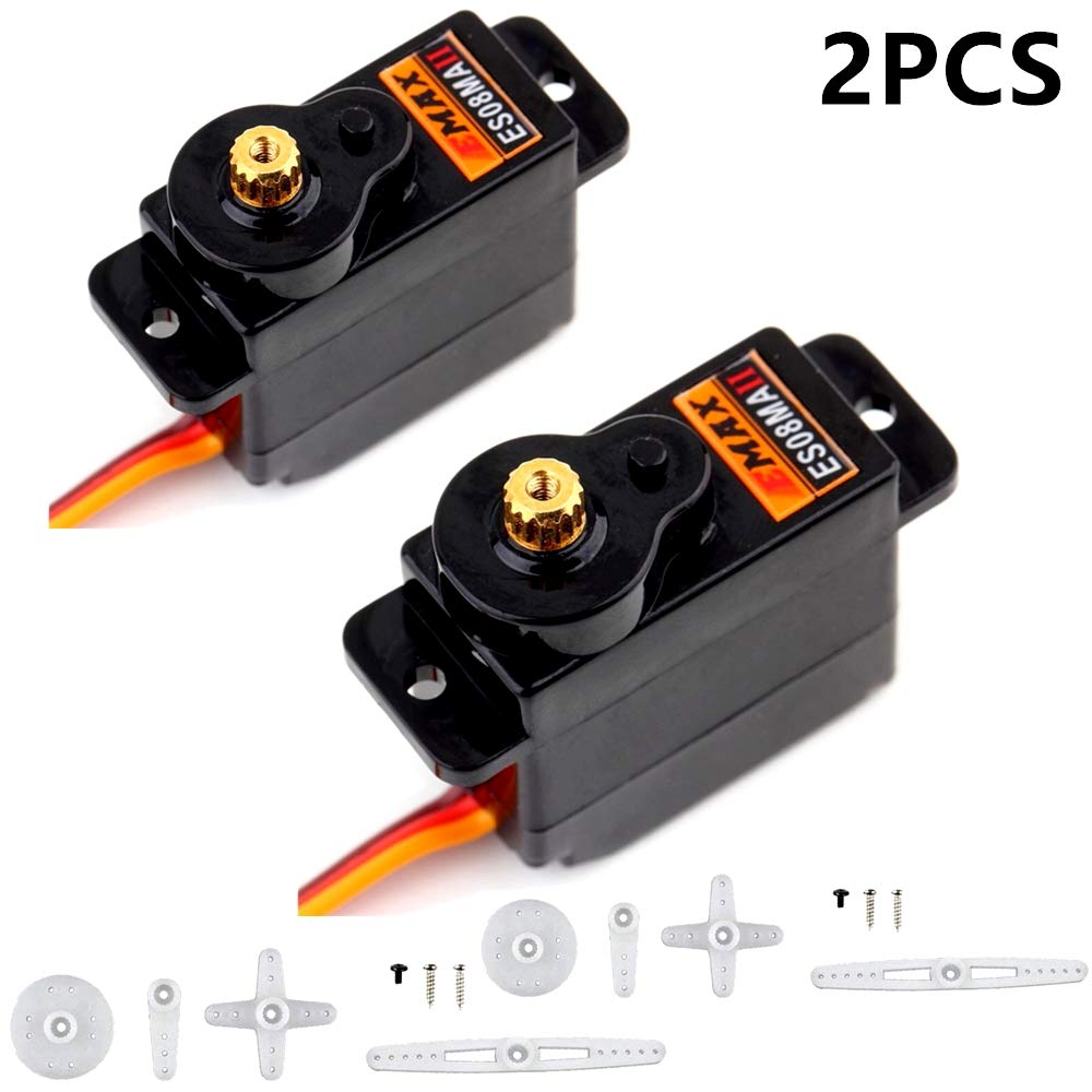 ICQUANZX 2pcs ES08MA II 12g Mini Metal Gear Analog Servo with Shockproof Stability for RC Models
