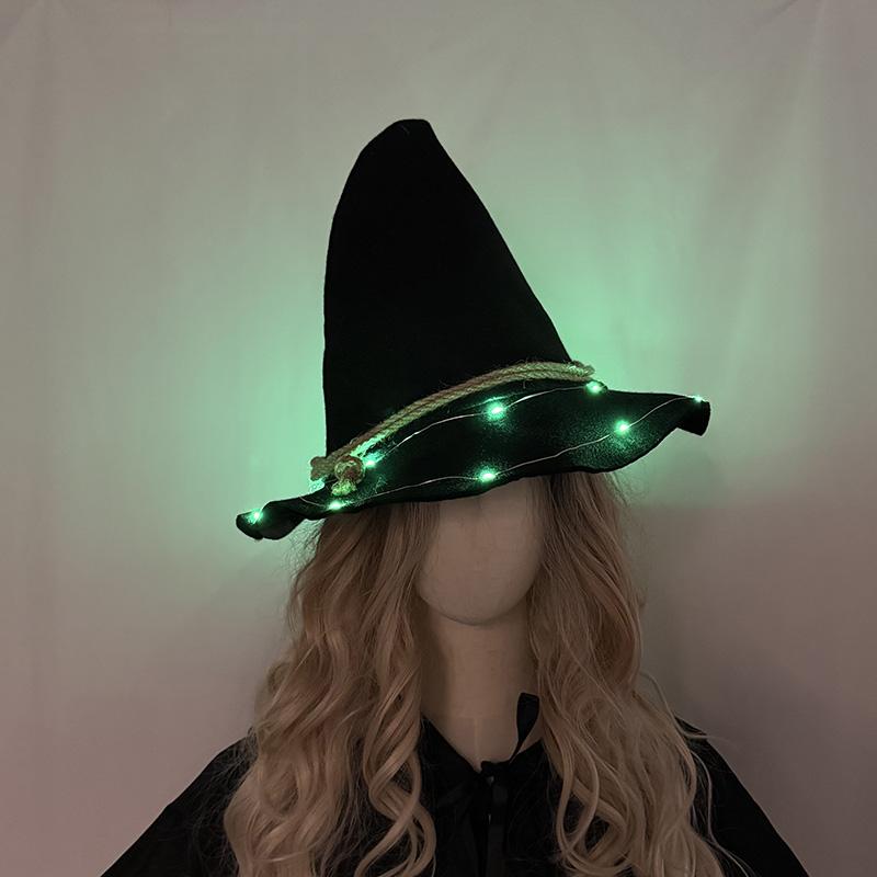 Light up LED Witch Hat Cosplay Luminous Scarecrow Witch Hat Women Halloween Party Accessories Trick Or Treat Supplies