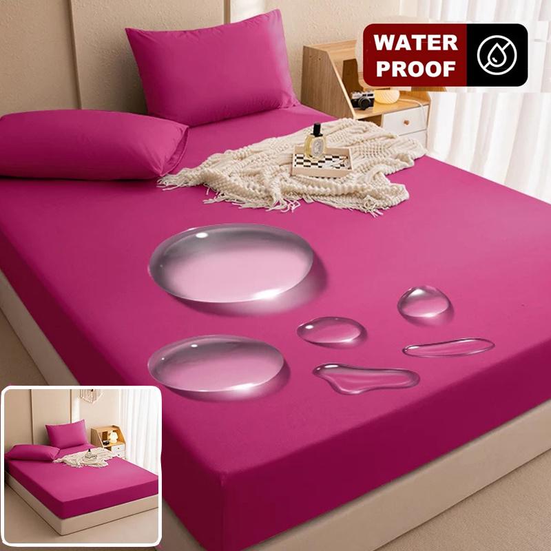 100% Waterproof Solid Bed Fitted Sheet Nordic Adjustable Mattress Covers Four Corners with Elastic Band Multi Size Bed Sheet
