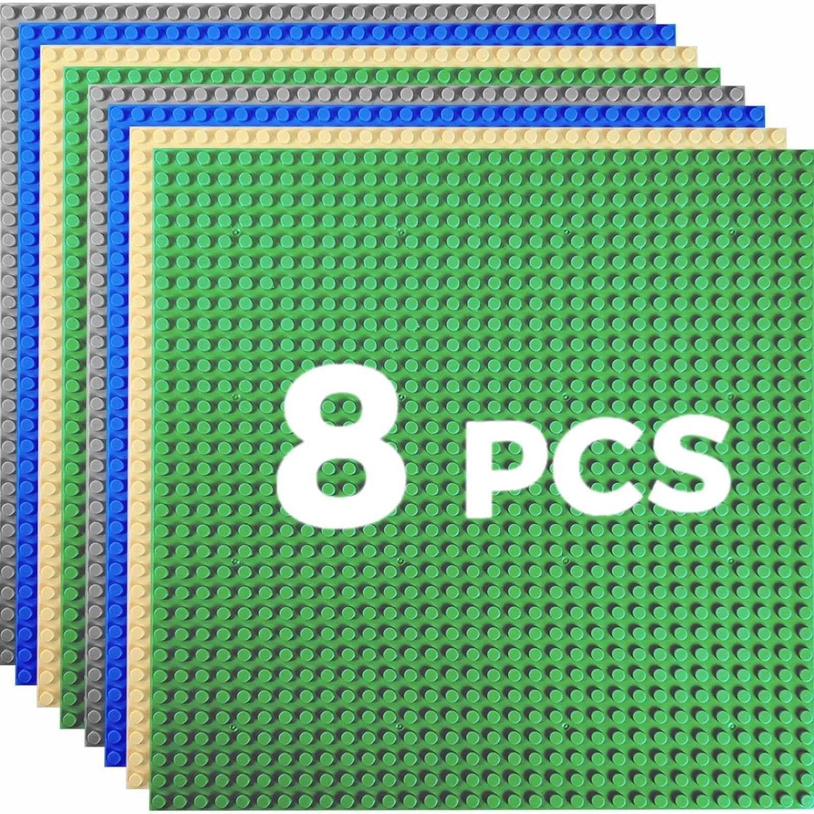 

Усиленные и прочные базовые пластины для конструктора, 32x32 мм штырьков, 25,5x25,5 см, Совместимы с конструктором, Набор из 8 штук в 4 цветах