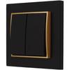 Double Switch with Frame Karlik Mini, Matt Black/gold