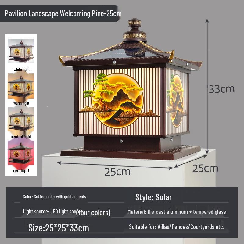 Waterproof Aluminum Solar Post Light for Outdoor Courtyard or Villa Entrance