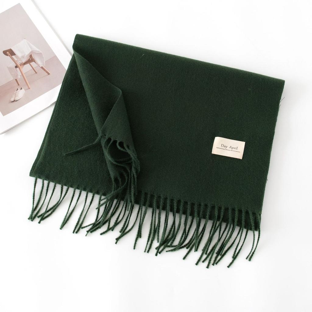 Cashmere Feel Solid Color Scarf for Women Imitation Cashmere Autumn and Winter Atmosphere Korean Style Versatile Mid Length Shawl Scarf