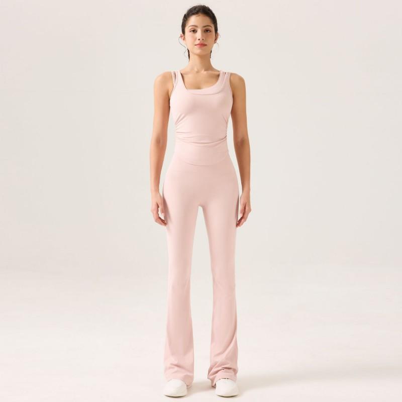 Womens Yoga Top With Built-in Bra Moisture-Wicking Seamless Crop Tank Gym Running Fitness