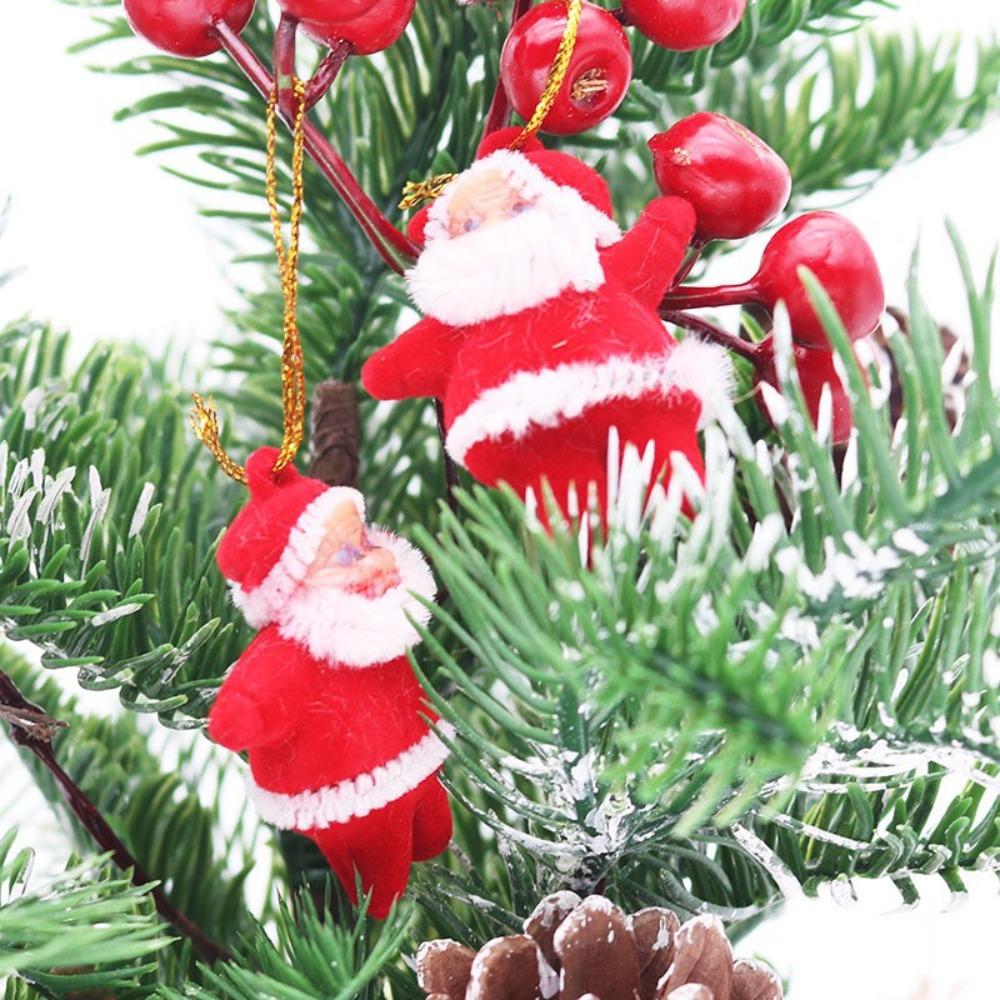 6Pcs Colored Mini Santa Claus Pendant Red Christmas Tree Pendant Xmas Tree Hanging  Holiday Party
