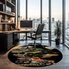 Truck Printed Round Rug Carpet Chair Rug Area Rug Entryway Doormats,for Office Chair Living Room Bedroom Kitchen Room.