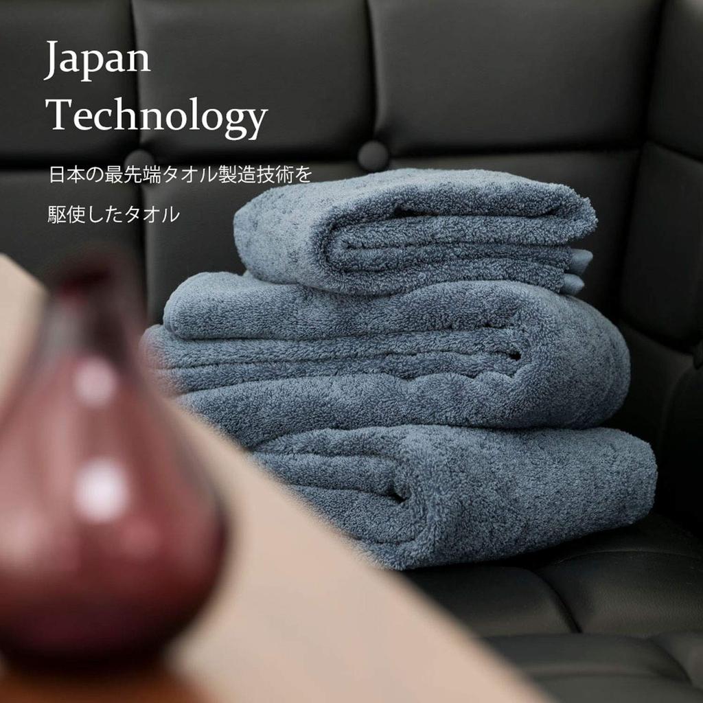 Towel Laboratory Face Light Fast JapanTechnology [Volume Rich] #003 Towels, Gray, 10-Piece Set, Hotel-Grade, Thick, Fluffy, High-Breathability,
