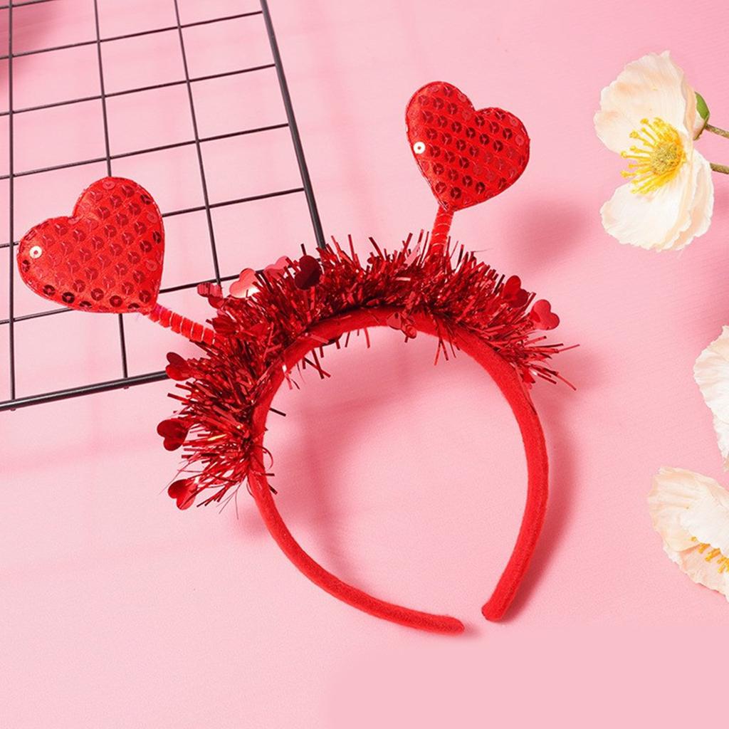 Valentines Day Headband for Woman with Sequins Heart Delicate Headbands Anti Slip Headbands Sweet Girls Prom Supplies
