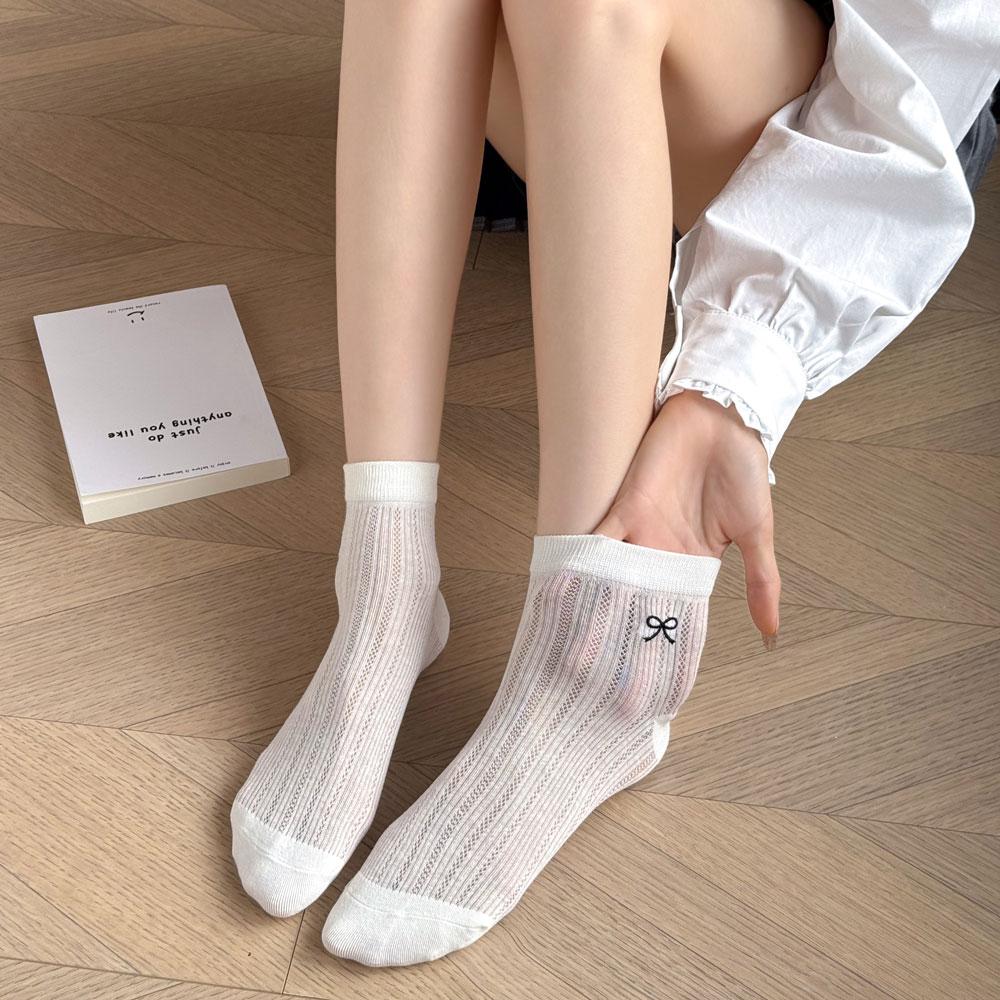 4 Pairs Women Bow Socks Cute White Socks For Girls Y2k Cotton Socks Funny lolita Socks Kawaii Harajuku Korean Style