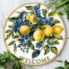 1 PCS 2D Wooden Hanging Sign Vintage Lemon Welcome Sign Theme 8 Inch Round Sign Home Bar Garage Cafe Garden Decoration