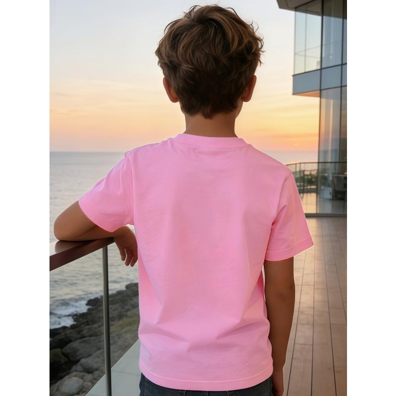 Boys Crewneck Short Sleeve T-Shirt, Campus Style Cute Cartoon Summer Print