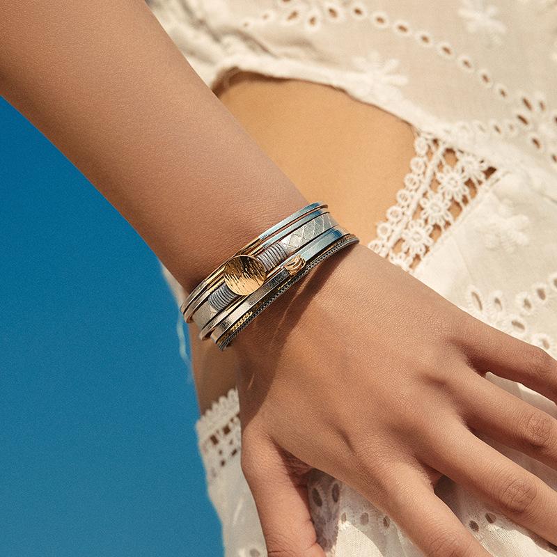 Vintage Rhinestone Braided Leather Bracelet for Women Bohemian Multilayer Wrap Wide Bracelets Party Jewelry Gifts