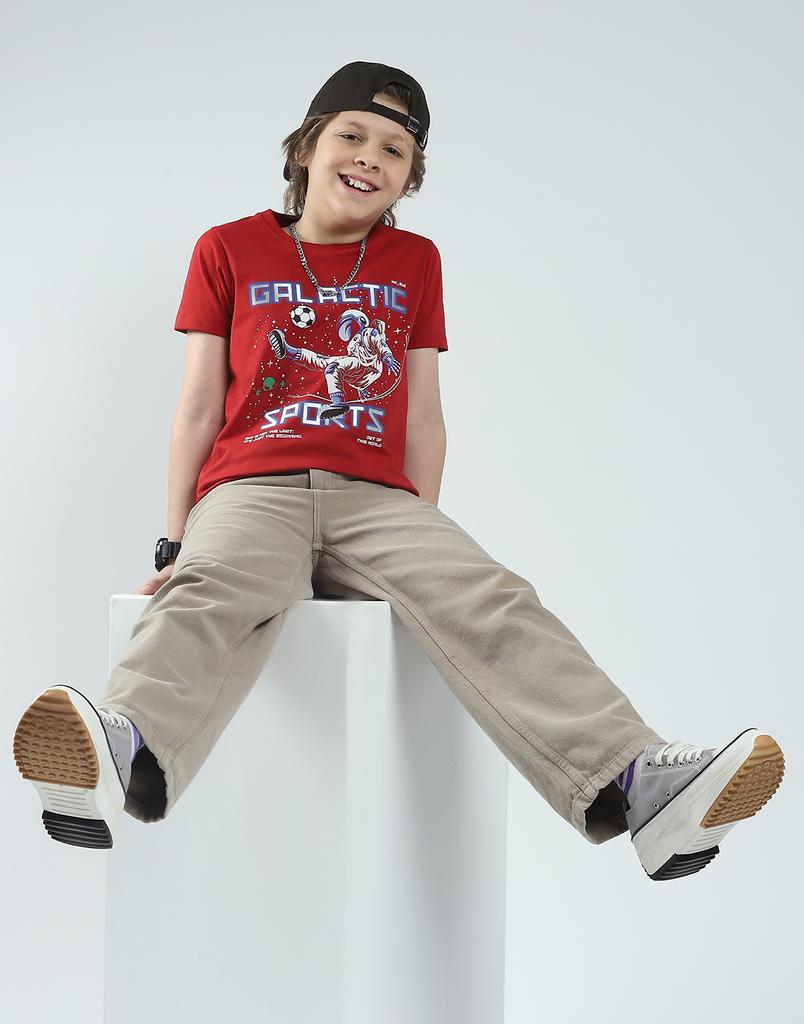 Monte Carlo Boy's Regular Fit Printed Half Sleeve T-Shirt