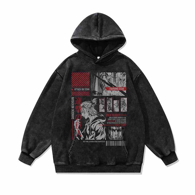 American Retro Skull Print Hoodie Jacket Autumn And Winter Heavy Washed Old Hooded Sweater Men And Women