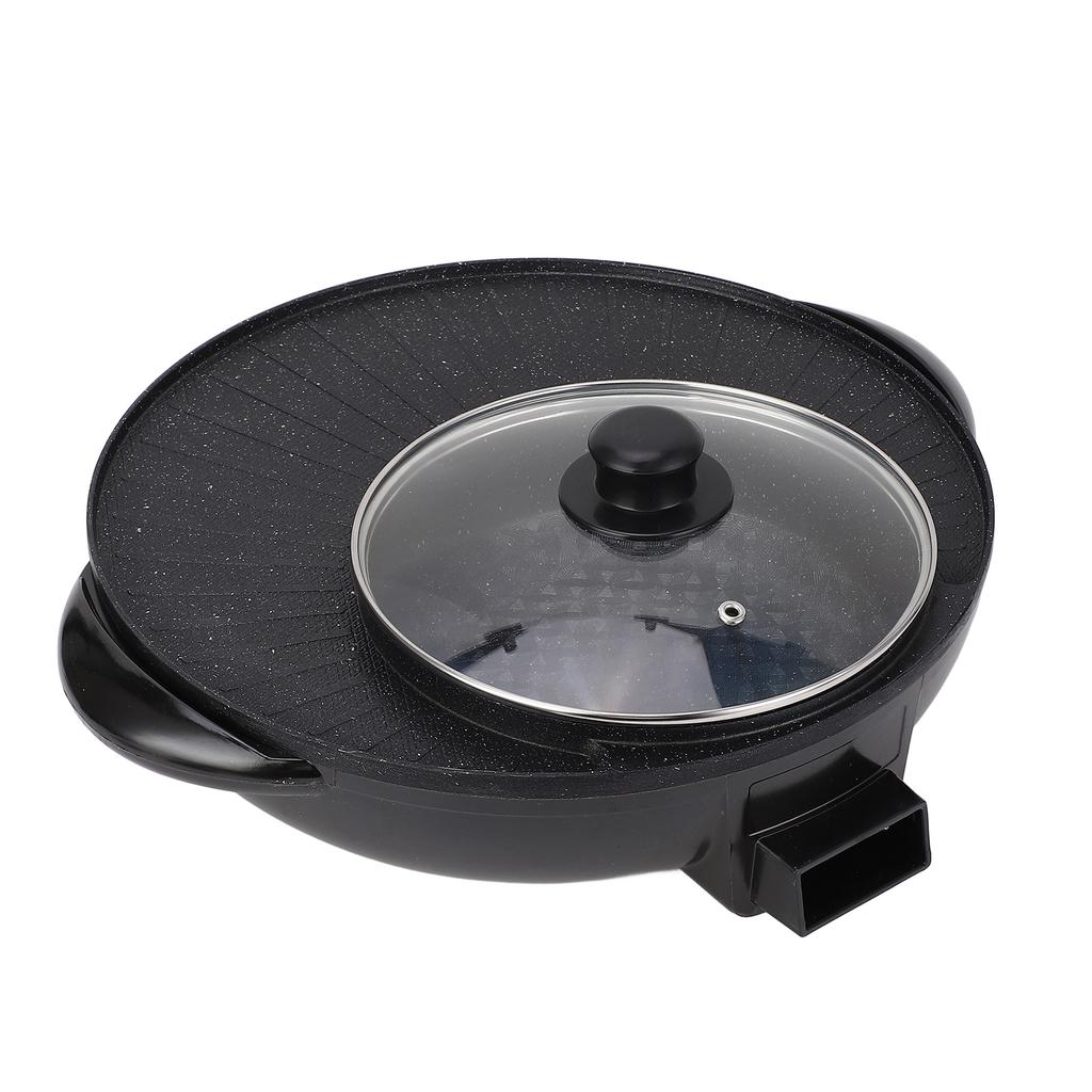 2 i 1 Non Stick elektrisk grill og varm gryte med glasslokk