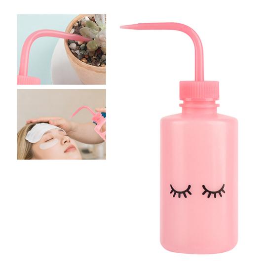 Wimpernreinigungsflasche mit gebogener Düse 250ml Augenbrauen Make-up Entfernung & Wimpernpflegewerkzeug Nachfüllbare Quetschflasche für Schönheitssalon Heimgebrauch