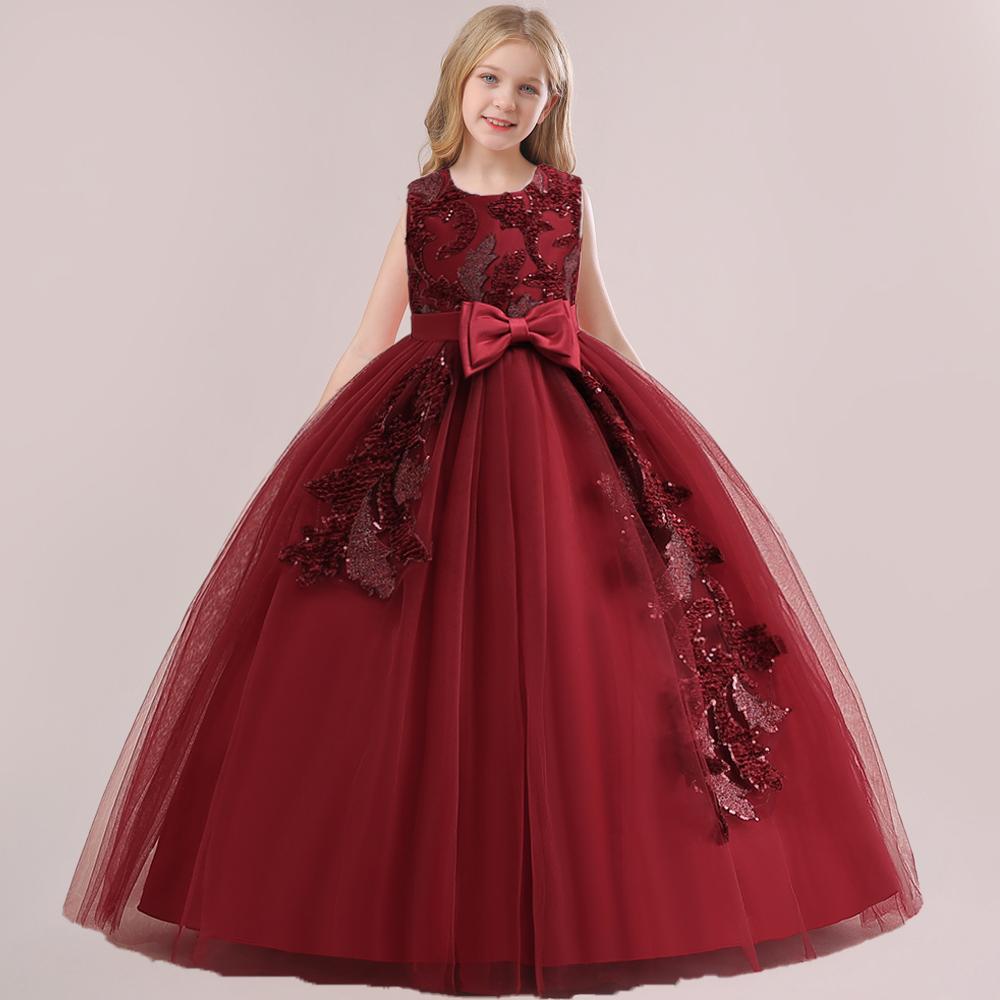 Formální letní večerní večírek Princeznovské šaty pro dívku Mašli Družička šaty Souboj Krajkové Dívčí šaty Svatební Kostým