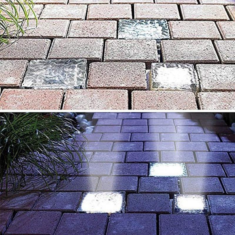 1-8PCS Solar Ice Cube Lights Glass Brick Landscape Lamps Square Glass Outdoor Pathway Garden Yard Decor Illumination
