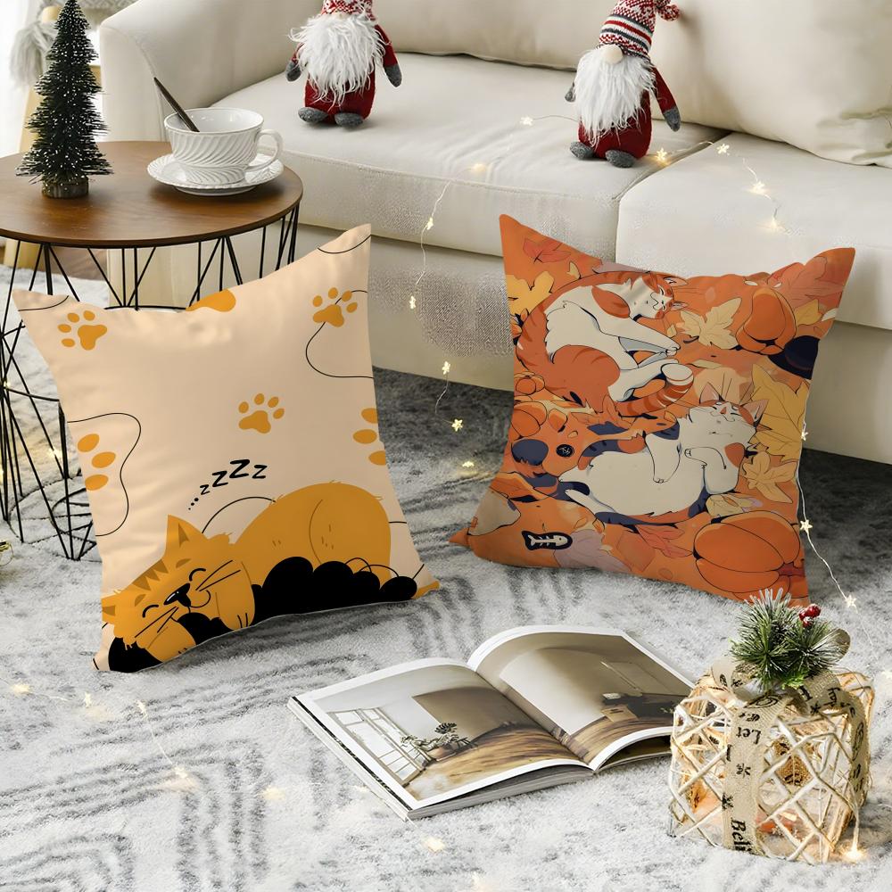 Cute Animal Floral Decorations 1 Pillow Case Natural Linen Pillow Case Double-Sided Decor Sofa Pillowcase Home Decor