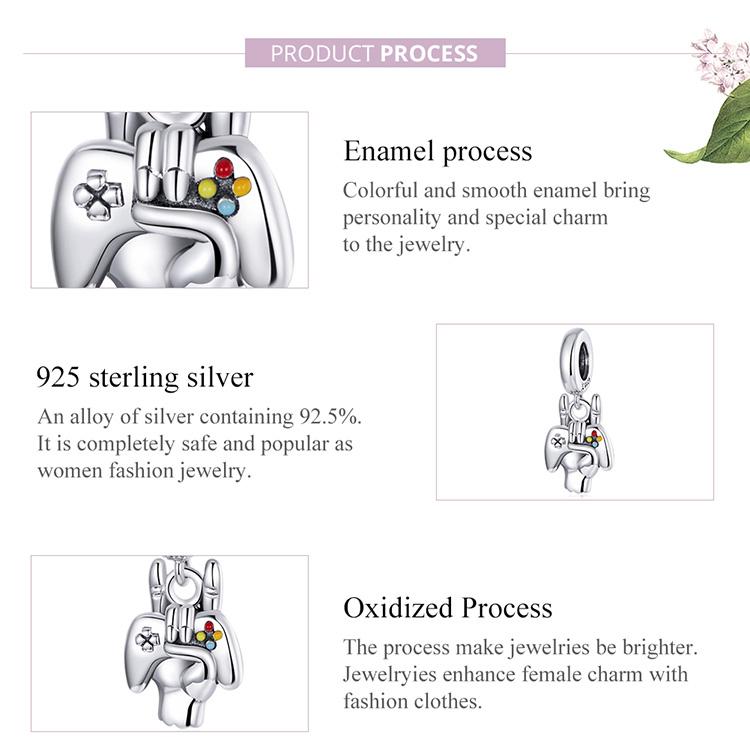 WOSTU Gesto de amor y consola de juegos cuenta colgante de plata de ley 925 para mujer joyería fina