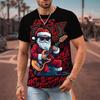 Funny Christmas Pattern T-Shirt For Men Santa Claus Music 3D Print Tees Summer Casual Short Sleeve Loose T Shirts Round Neck Top