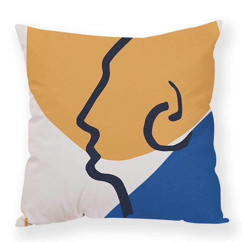 Ins Abstract Modern Simple Plush Pillowcase Line Decoration Pillow Car Office Waist Rest