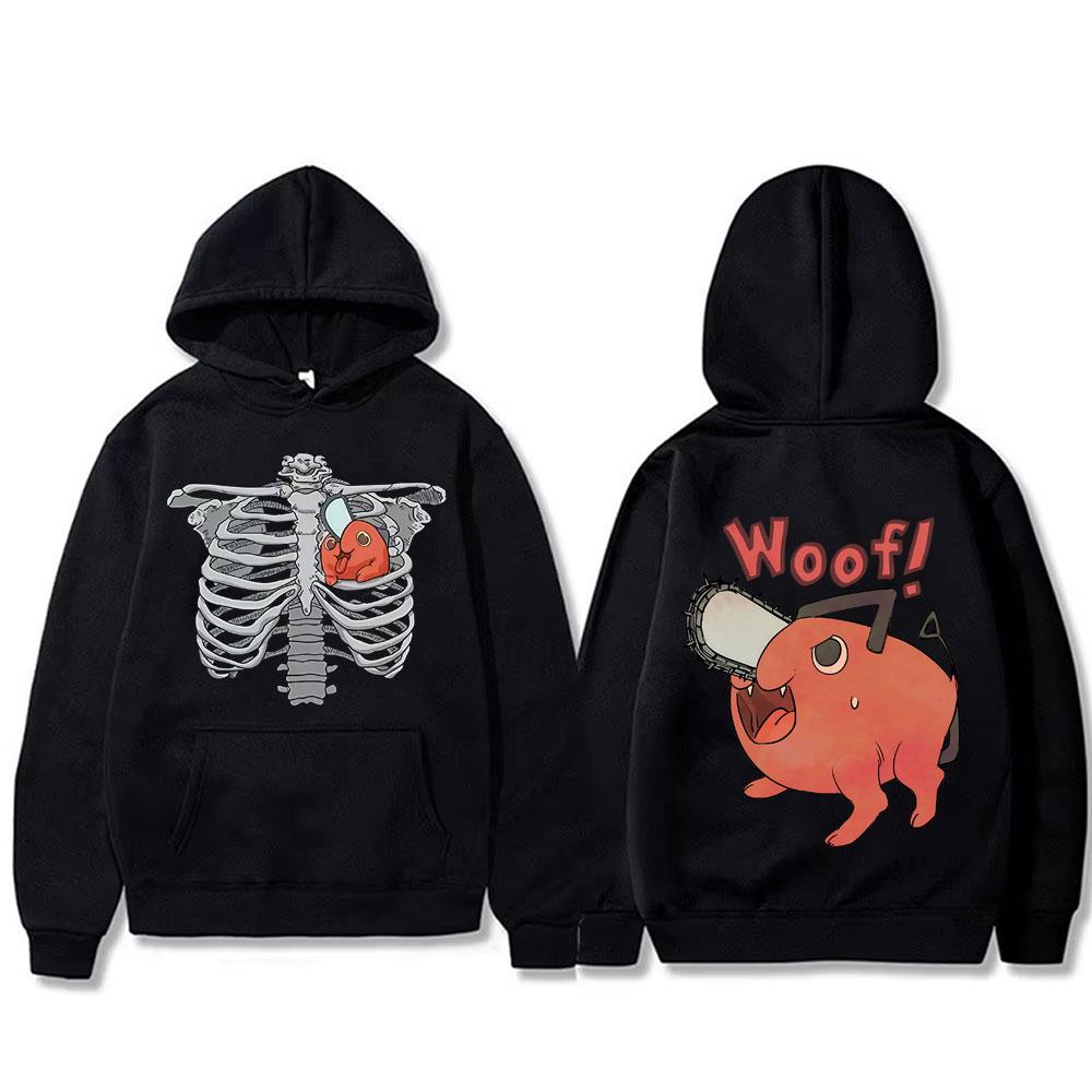 Japanese Anime Chainsaw Man Denji Pochita Skeleton Funny Graphic Hoodie Unisex Clothing Cartoon Casual Oversized Sweatshirt