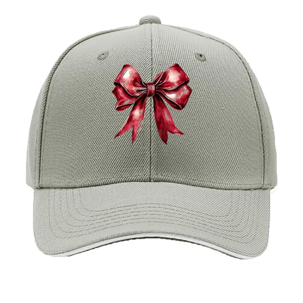 Glossy Red Ribbon Bow Illustration Graphic Sandwich Baseball Cap Unisex Women Sun Cap Outdoor Workouts Hat