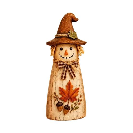 Unique Holiday Housewarming Gifts Vintage Resin Scarecrow Figurines, Fall Harvest Pumpkin Sunflower Maple Indoor Season Party Supplies Leaf
