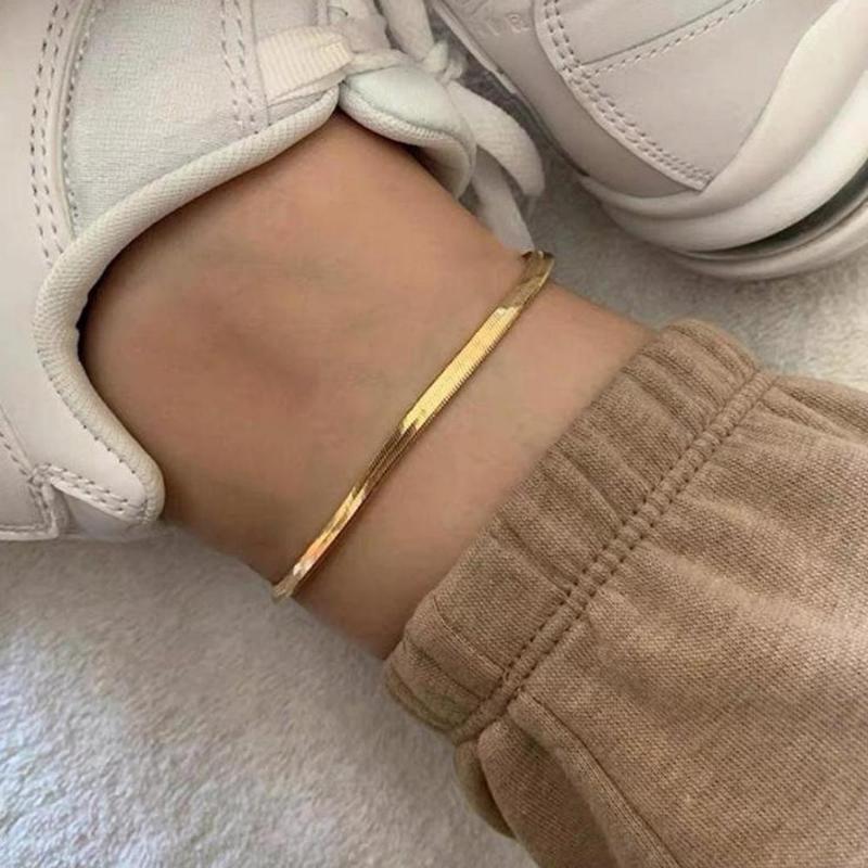 Snake Chain Anklet Bracelet for Women Men Girls Beach Stainless Steel Anklets Fashion Jewelry Gifts Not Allergic