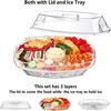Salad Tray, with Transparent Dust Cover And Ice Trough, Detachable Serveware for Cooling Fruits Seafood Snacks Party