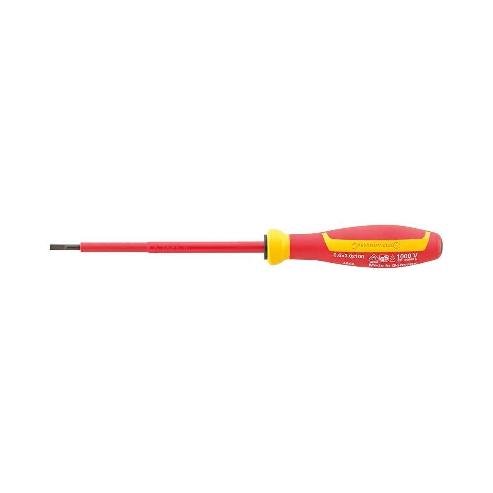 STAHLWILLE Insulated Flathead Thick x Wide x 100mm Shank Screwdriver, 0.8mm 4.0mm Length, 4660VDE-4N