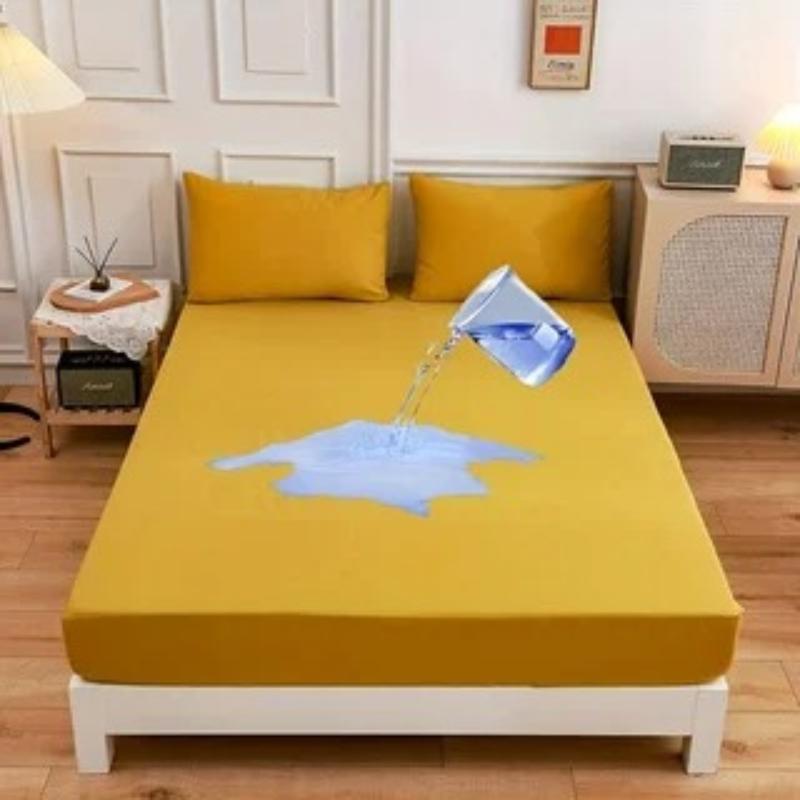 Safe Waterproof Mattress Protector, Soft Comfortable Breathable Solid Color Bedding Mattress Cover Fitted, No Pillowcases