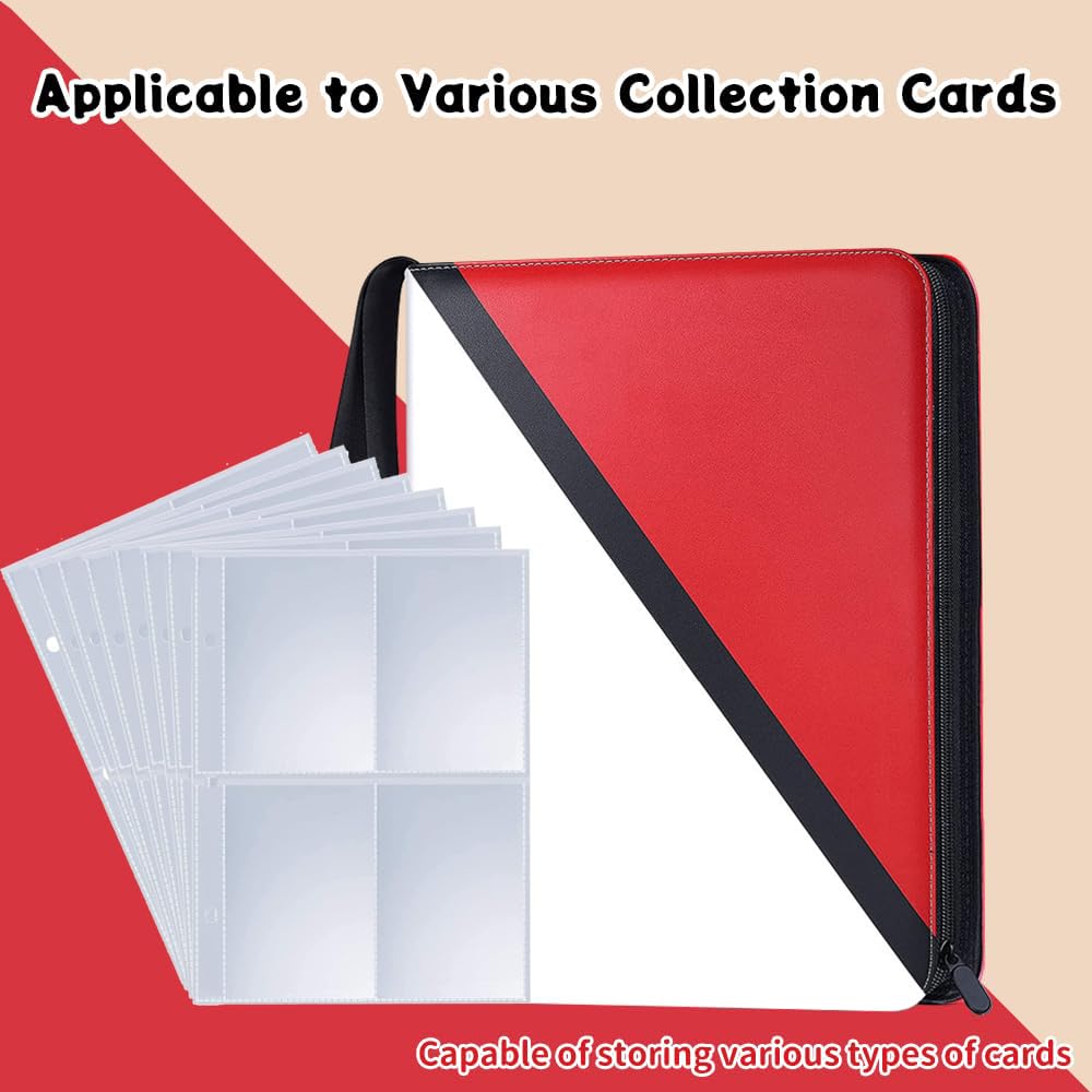 Card 9 Holds 900 File Pokemon Trading Card Collection File, Pockets, Cards, Case, Storage, TCG, Binder, Holder, (9 Pockets/900 Cards, Red)