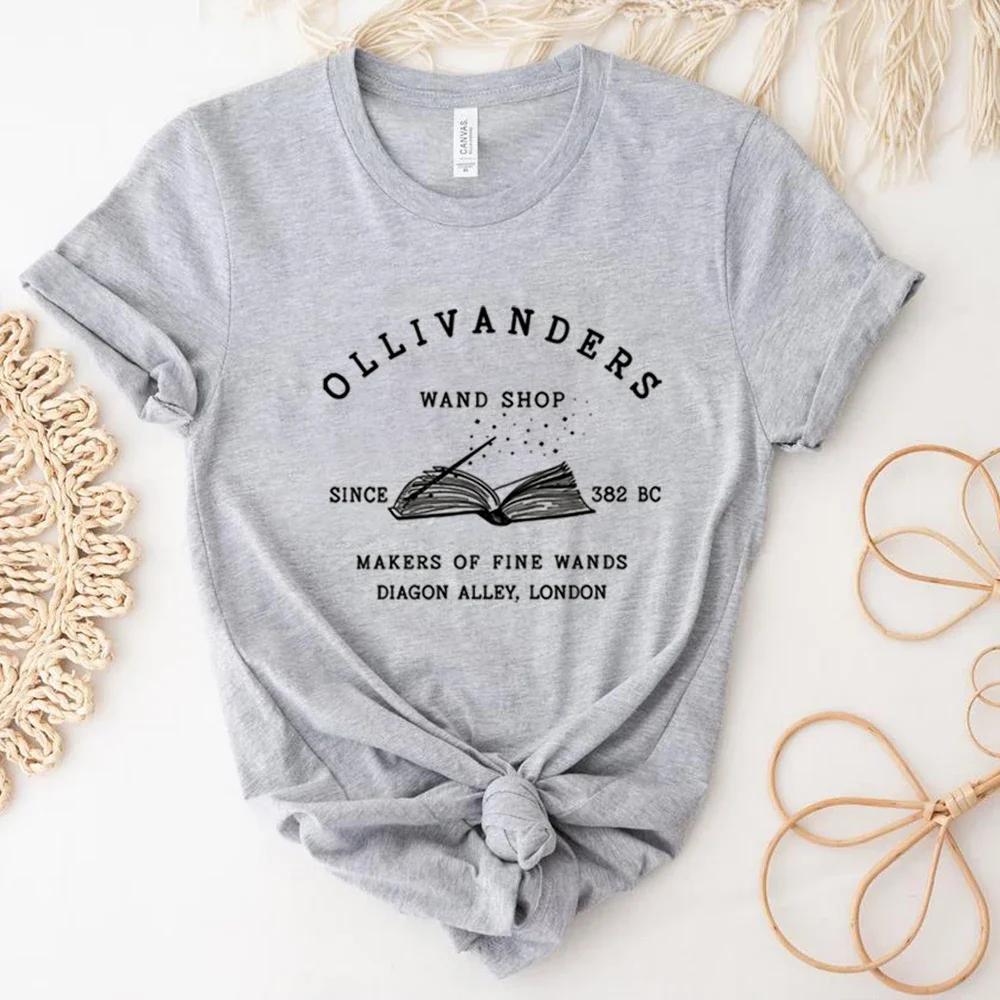 

Ollivanders Wand Shop T Shirt Wizard Book Shop Shirt HP Shirts Book Nerd Aesthetic Clothes Short Sleeve Tops women clothing 4XL