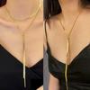 Temperament Double Wear Stainless Steel Sweater Chain Pendant Necklace for Women Charm Long Simple Chokers Jewelry Accessories