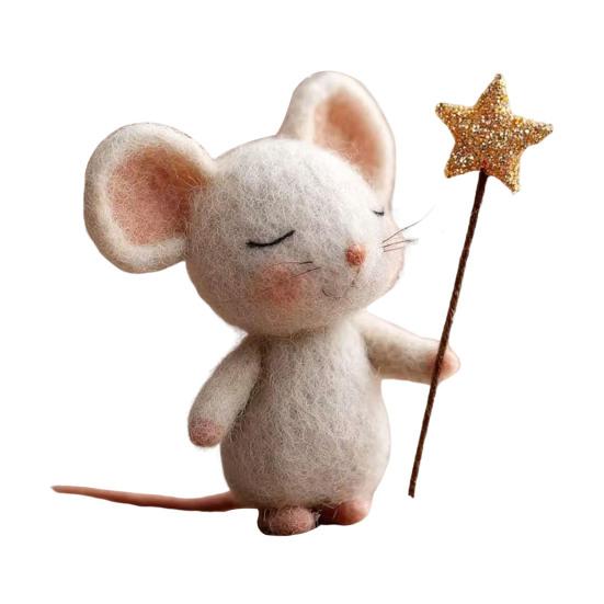 Felt Mouse with Star Handmade Cute Felt Mouse Figurine Mouse Holding Star Wand Ornament for Fall Home Decor Christmas Stocking Stuffer