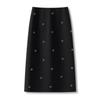 Spring 2026 Light Luxury Grey Embroidered A-Line Slim Skirt for Women