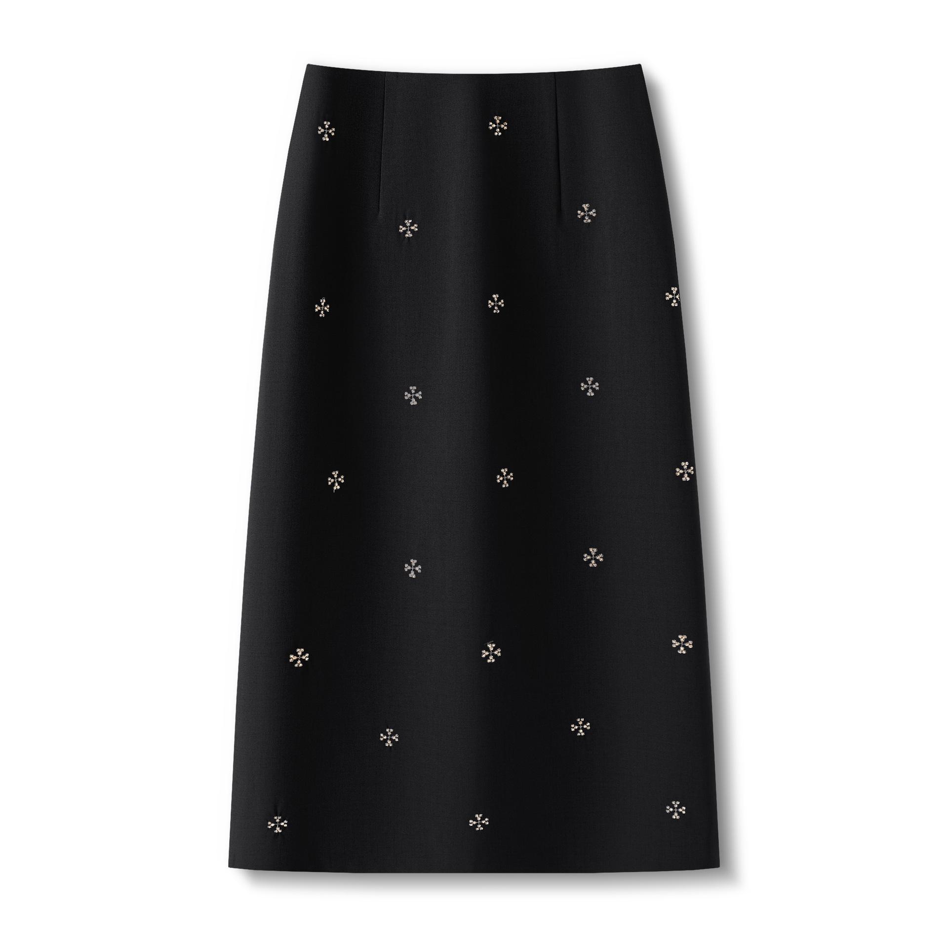 

Spring 2026 Light Luxury Grey Embroidered A-Line Slim Skirt for Women 3XL (136-145 jin) чёрный
